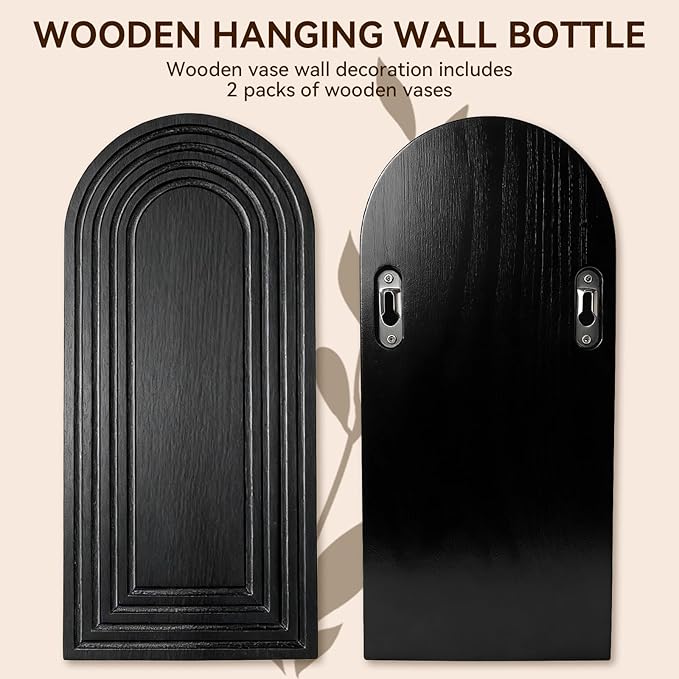 2 Pack Wooden Wall Vase Set, Boho Hanging Planter - Image 5