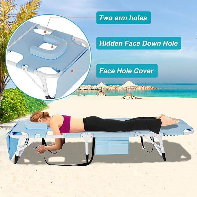 ABORON 3 in 1 Sun Tanning Chair, Heavy Duty Folding Chaise Lounge Chairs - Image 4