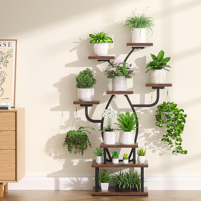 Plant Stand Indoor with Grow Light, 8 Tiered 48" Small Plant Shelf, Corner - Image 8