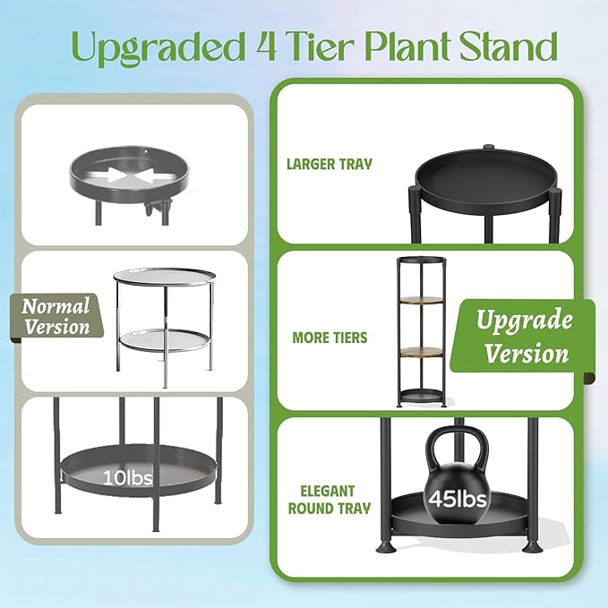 iDavosic.ly 4 Tier Corner Plant Stand Indoor, 45 Inch Tall Vertical Metal - Image 3