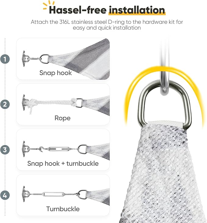 Quictent 12x16ft 185G HDPE Rectangle Sun Shade Sail Canopy 98% UV Block Outdoor - Image 5