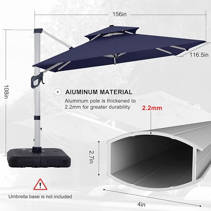 ABCCANOPY Patio Umbrella Cantilever Double Top Outdoor Offset Umbrella - Image 8
