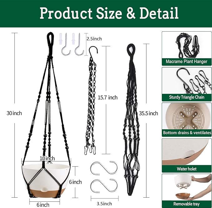 Hanging Planter Self Watering 10 Inch, 2 Pack Indoor Outdoor Hanging Baskets - Image 4