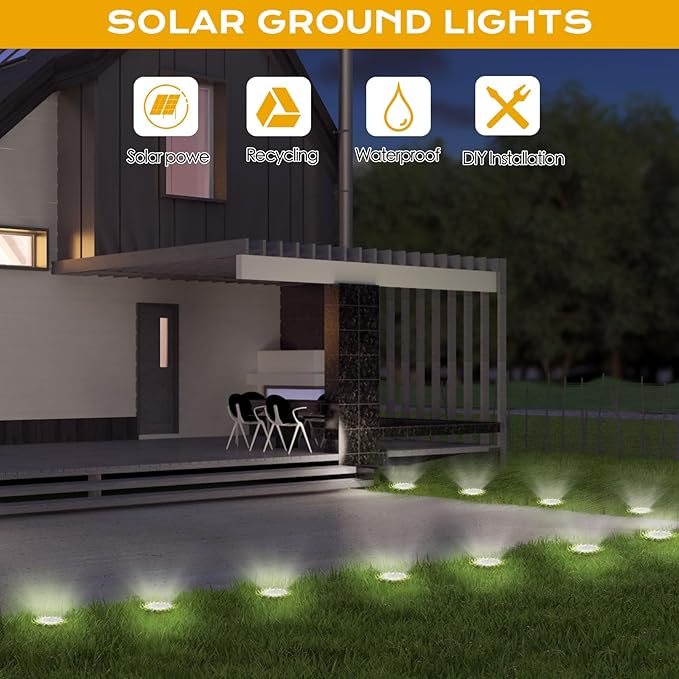 Solar Lights Outdoor 16 Pack, Solar Garden Outdoor Waterproof Pathway Lights - Image 6