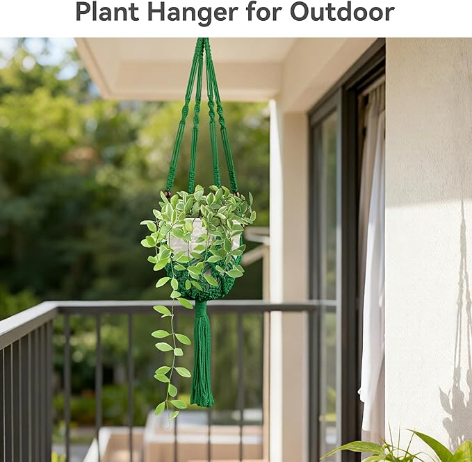 USLAI Macrame Plant Hanger Indoor Outdoor, Fits 3 to 6.5 inch Pots, Hanging - Image 5