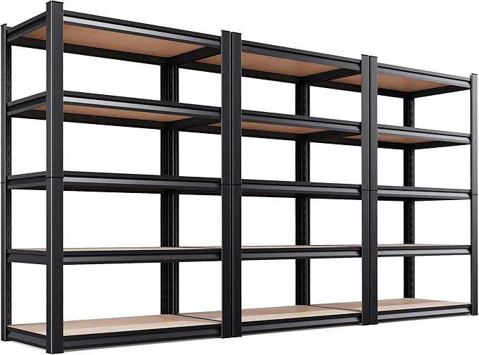 Set of 3 Garage Shelving Heavy Duty Storage Shelves, Metal Adjustable Shelving by Unknown