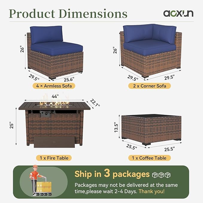 Aoxun 8-Piece Outdoor Patio Furniture Set - Image 9
