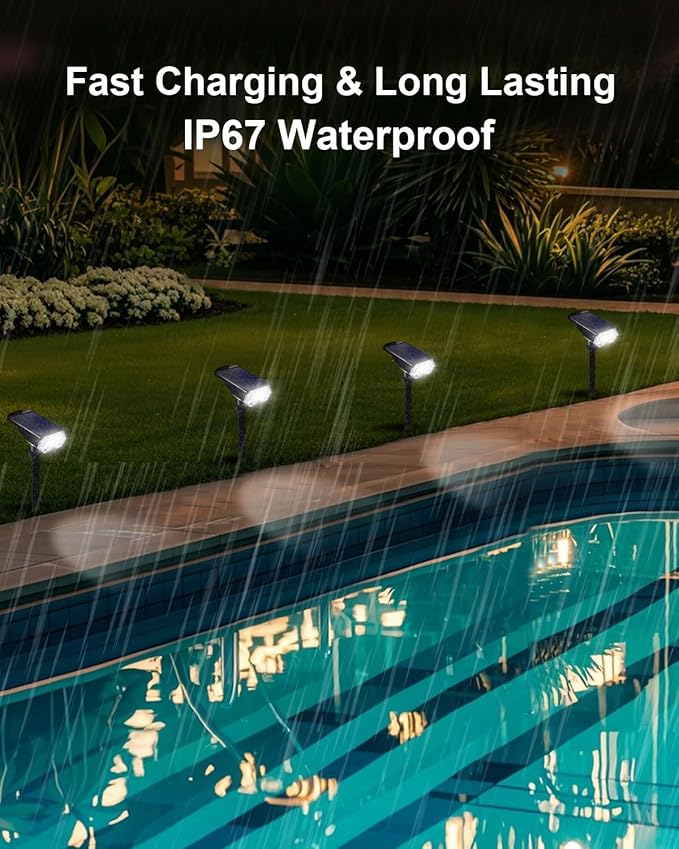 2 Pack Solar Powered Outdoor Spot Lights Outside Waterproof 20 LEDs Landscape - Image 6