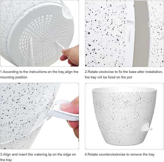 12 Inch Large Self Watering Pots, Flower Pots - Image 4