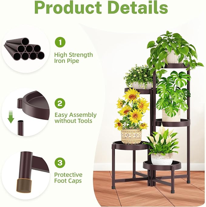 iDavosic.ly 5 Tier Folding Plant Stand Indoor Outdoor - Image 4