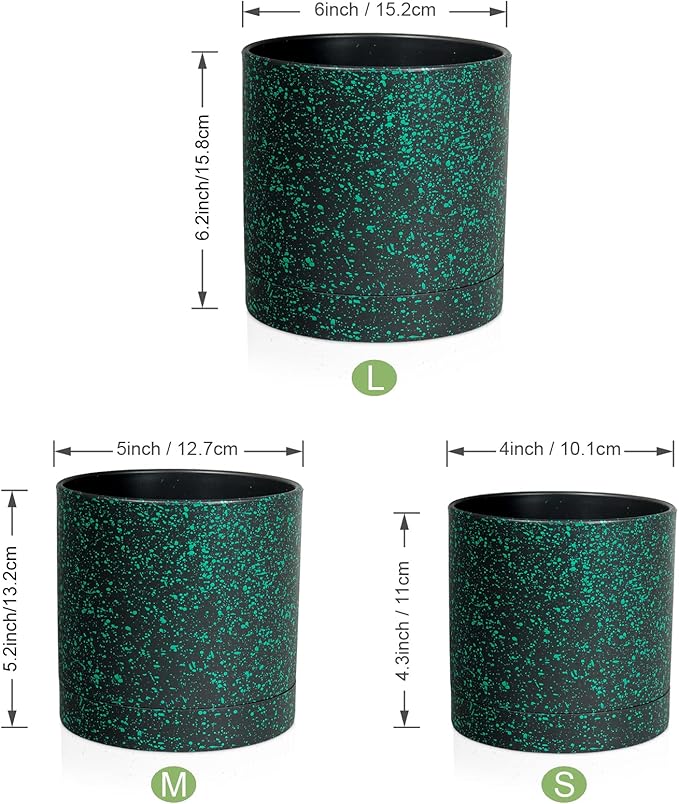 6/5/4 inch Plant Pots, 3 Pack Cylinder Flower Pots - Image 2