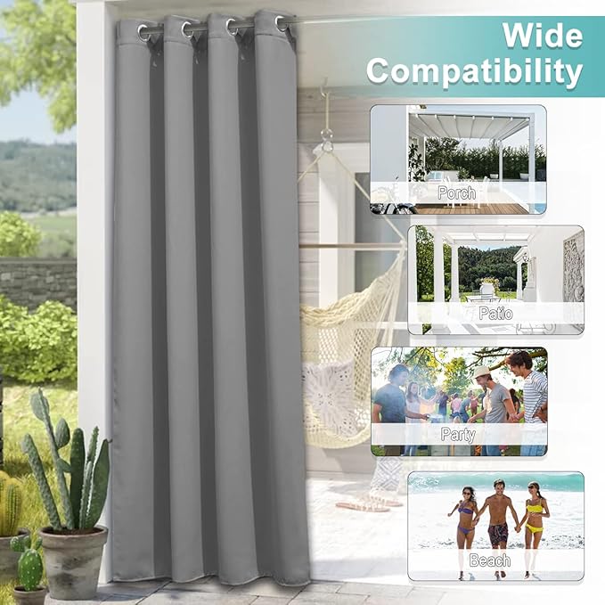 NICETOWN 2 Panels Patio Curtains Outdoor Waterproof, Thermal Insulated - Image 7