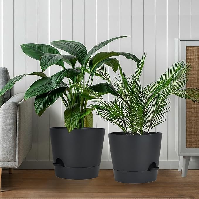 12inch Large Self Watering Plant Pot, Plastic Cylinder Planter - Image 3