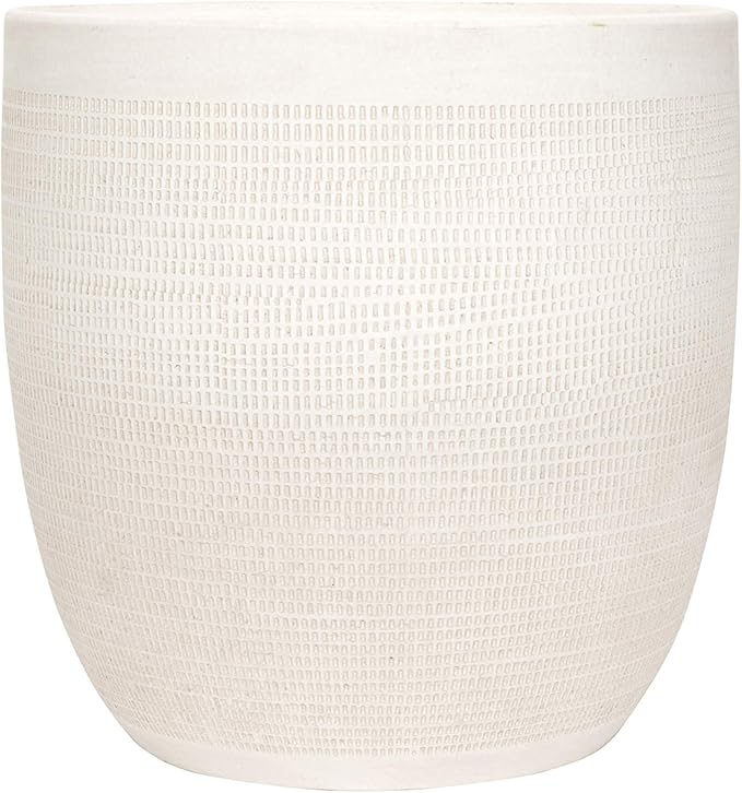 Creative Co-Op Large Matte White Embossed Stoneware Planter by CreativeCo-Op