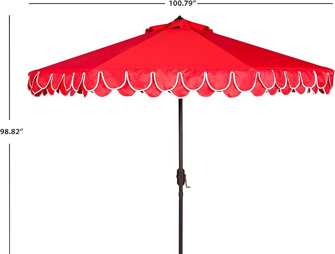SAFAVIEH 9ft Outdoor Patio Umbrella, Auto Crank Tilt, UV Resistant - Image 3