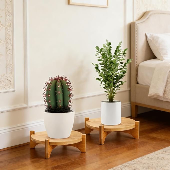 2 Pack Bamboo Plant Stand, Mid Century Modern Planter Stand, Detachable Flower - Image 6