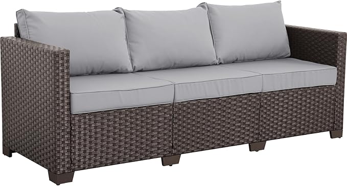 Rattaner Patio Furniture 3 Seat Sofa Outdoor Furniture Outdoor Couch Deep Seat - Image 8