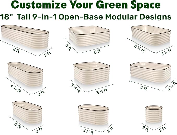 9-in-1 Galvanized Steel Raised Garden Bed // 8×2×1.5 ft Modular Planter - Image 2