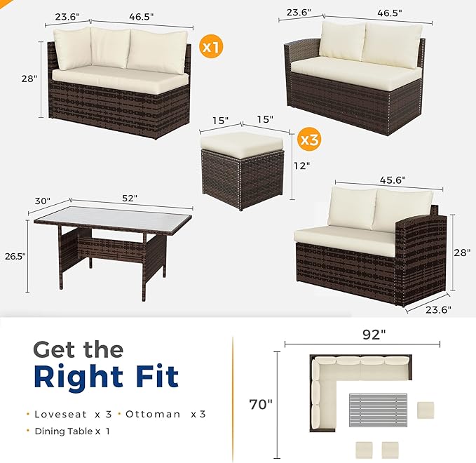 Wisteria Lane 7 Piece Patio Furniture Set, Wicker Patio Sectional - Image 2