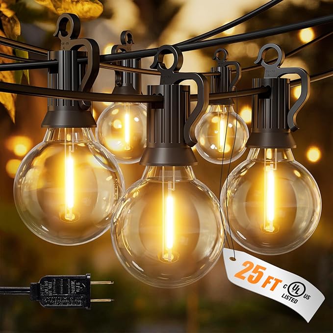 Brightown Outdoor String Lights, 25FT 12+1 G40 Bulbs Shatterproof Patio Lights by Brightown