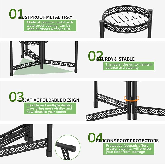 iDavosic.ly Plant Stand Indoor Outdoor, 5 Tier Corner Metal Flower Display - Image 6