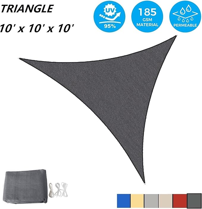 AsterOutdoor Sun Shade Sail Triangle 10' x 10' x 10' UV Block Canopy - Image 2