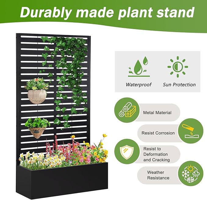 Metal Raised Garden Bed with Trellis, Planter Box - Image 7