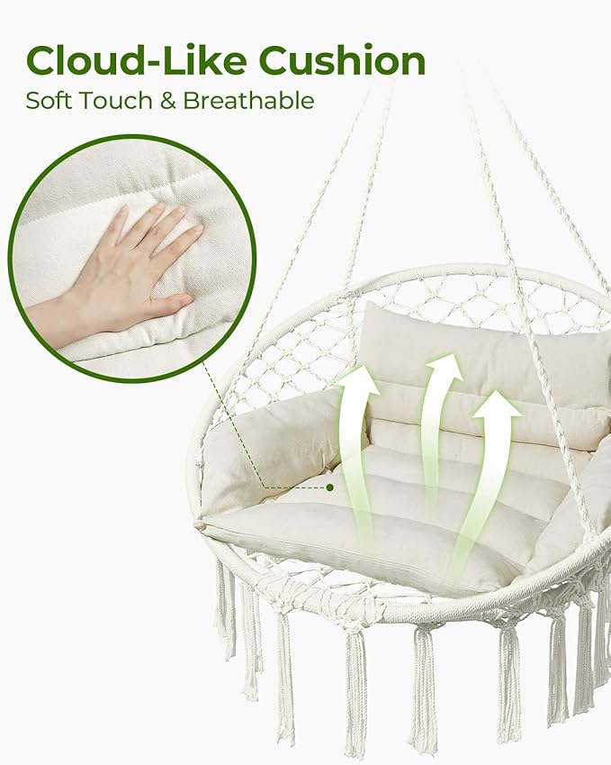Greenstell Hammock Chair, Macrame Swing Chair - Image 3