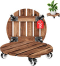 2pack Wood Plant Caddy With Wheels Heavy Duty Red Brown, 264 Lbs Capacity by Idzo