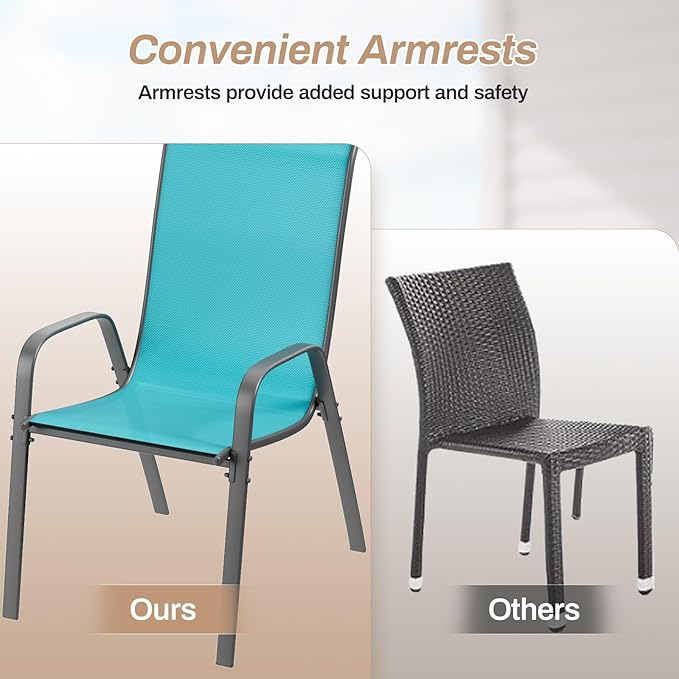 TLSUNNY Patio Chairs, Stackable Textilene Outdoor Dining Furniture - Image 9