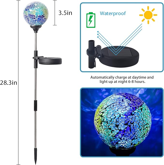 WNP Outdoor Mosaic Solar Light Stake Decor - Image 5