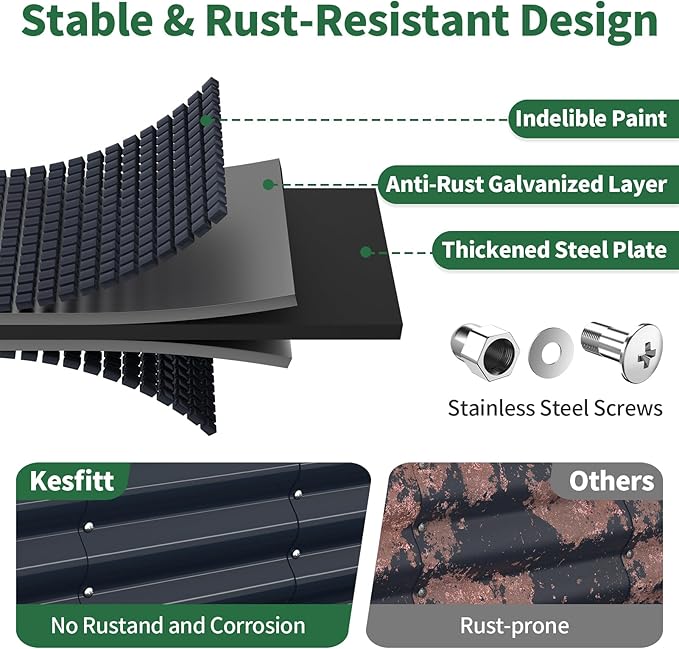 Kesfitt Raised Garden Bed, Metal Galvanized Steel Oval Garden Bed 8x2x1.5 ft - Image 2
