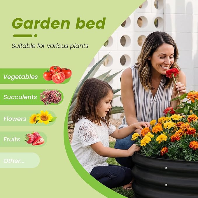 AHEONLAR 3 Pack 2x2x1 ft Round Galvanized Raised Garden Bed Kit Round Metal - Image 6