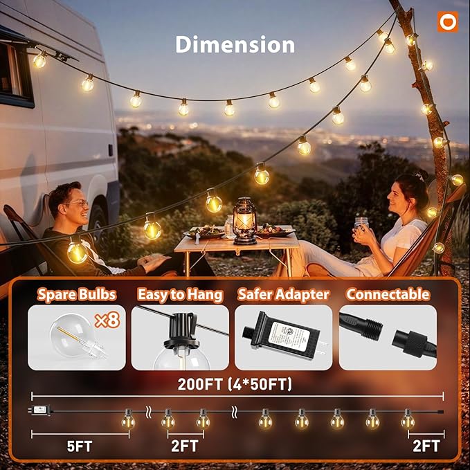 addlon Outdoor String Lights 200FT G40 - Image 5