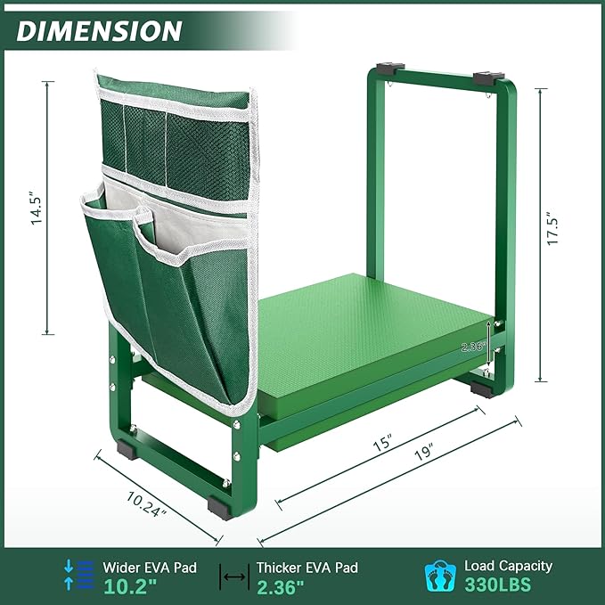 FLINTER 10.2" Wider Garden Kneeler and Seat, Heavy Duty Thick Gardening Bench - Image 2