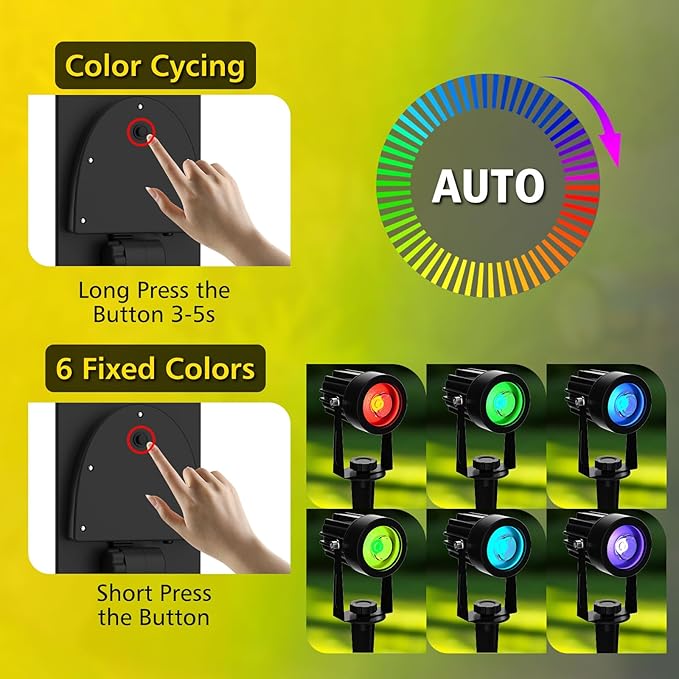 T-SUN Solar Spotlights, 2-in-1 RGB Solar Landscape Spotlights Outdoor Waterproof - Image 5
