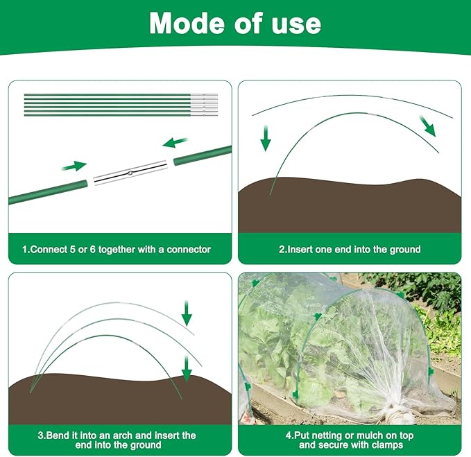 Greenhouse Hoops Grow Tunnel, 10 Sets of 8FT Long Garden Hoops - Image 3