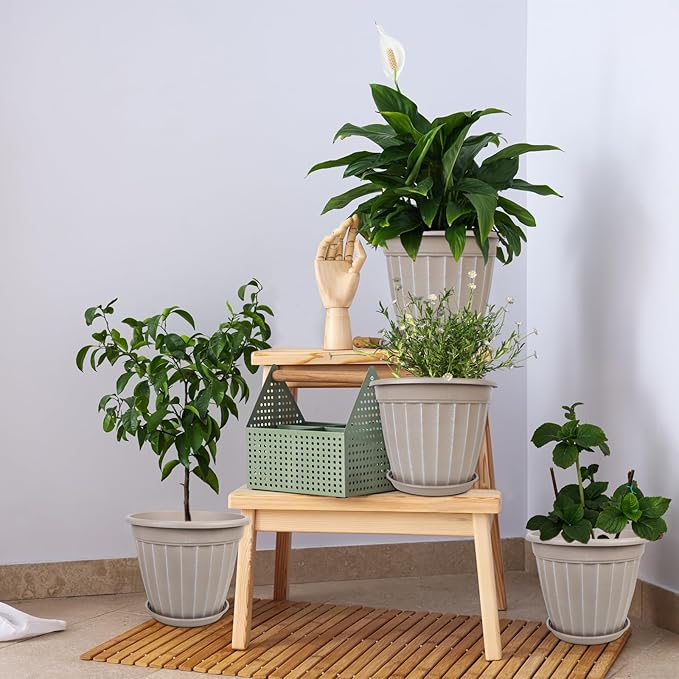 FGstyle 12 Inch Pots for Plants, 4 Pack Tall Planters, Large Flower Pots - Image 5