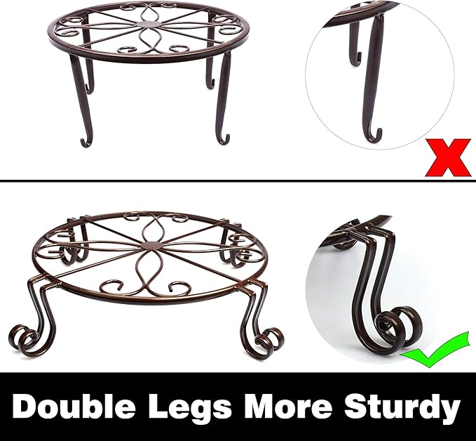 Brown Plant Stand for Flower Pot Heavy Duty Potted Holder Indoor Outdoor Metal - Image 3
