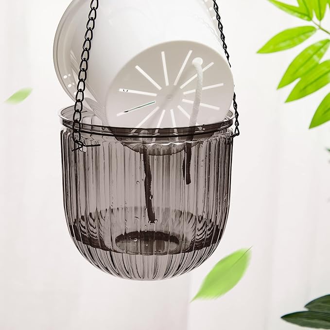 Meanplan 4 Pcs Self Watering Hanging Planter Indoor 6.5 Inch Hanging Baskets - Image 3