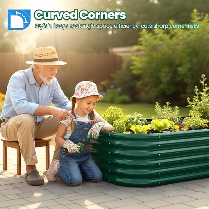 Quictent Galvanized Raised Garden Bed Kit, Strengthened by Crossbar, Dark Green - Image 2