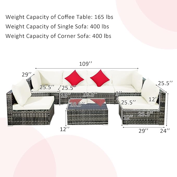 Tangkula 7 Pieces Wicker Patio Furniture Set, All-Weather Outdoor Rattan - Image 4