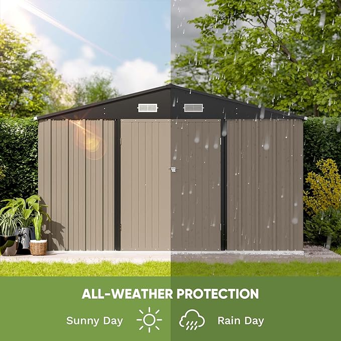 Patiowell 10 x 8 FT Outdoor Storage Shed, Large Garden Tool Metal Shed - Image 4