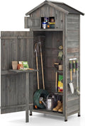 Goplus All-in-One Storage Shed, Vertical Utility Tool Organizer w/Shelves & by Goplus