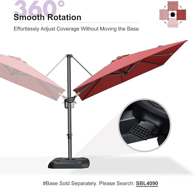 PURPLE LEAF 8 Feet Patio Umbrella Outdoor Cantilever Square Umbrella Aluminum - Image 6