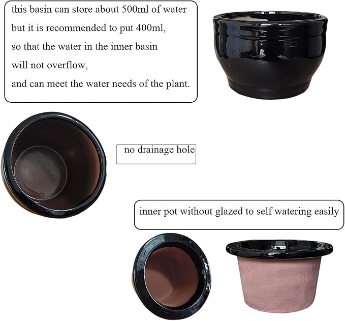 African Violet Pots Self Watering Round Ceramic Violet Pot - Image 5