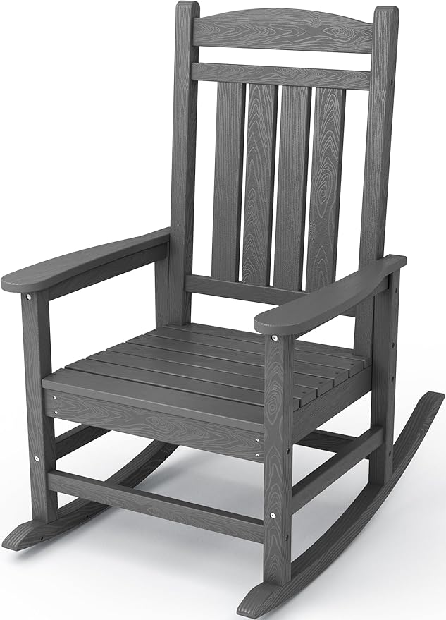 KINGYES Outdoor Rocking Chairs, HDPE All-Weather Patio Rocking Chairs High Back by KINGYES