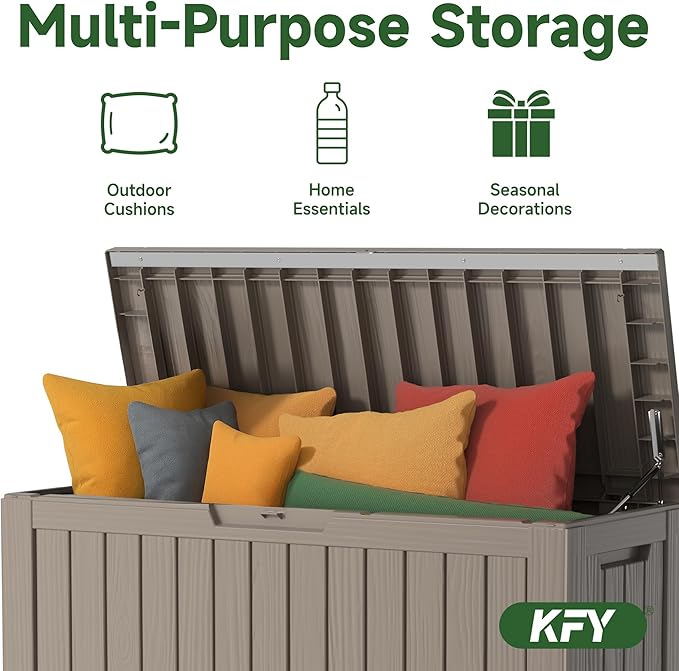 80 Gallon Waterproof Resin Deck Box, UV Resistant Outdoor Storage - Image 4