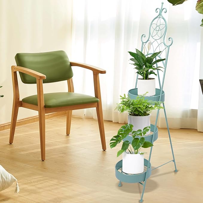 Plant Stands Indoor 3 Tie Green Metal Corner Shelf Plant Pot Holder Planters - Image 7