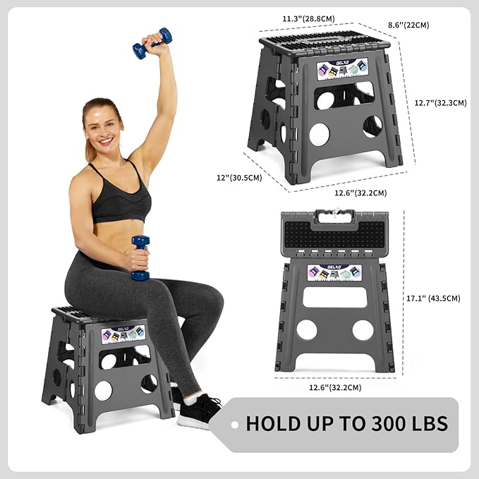 Delxo Folding Step Stool 13 inch Height Heavy Duty Foldable Step Stools - Image 2